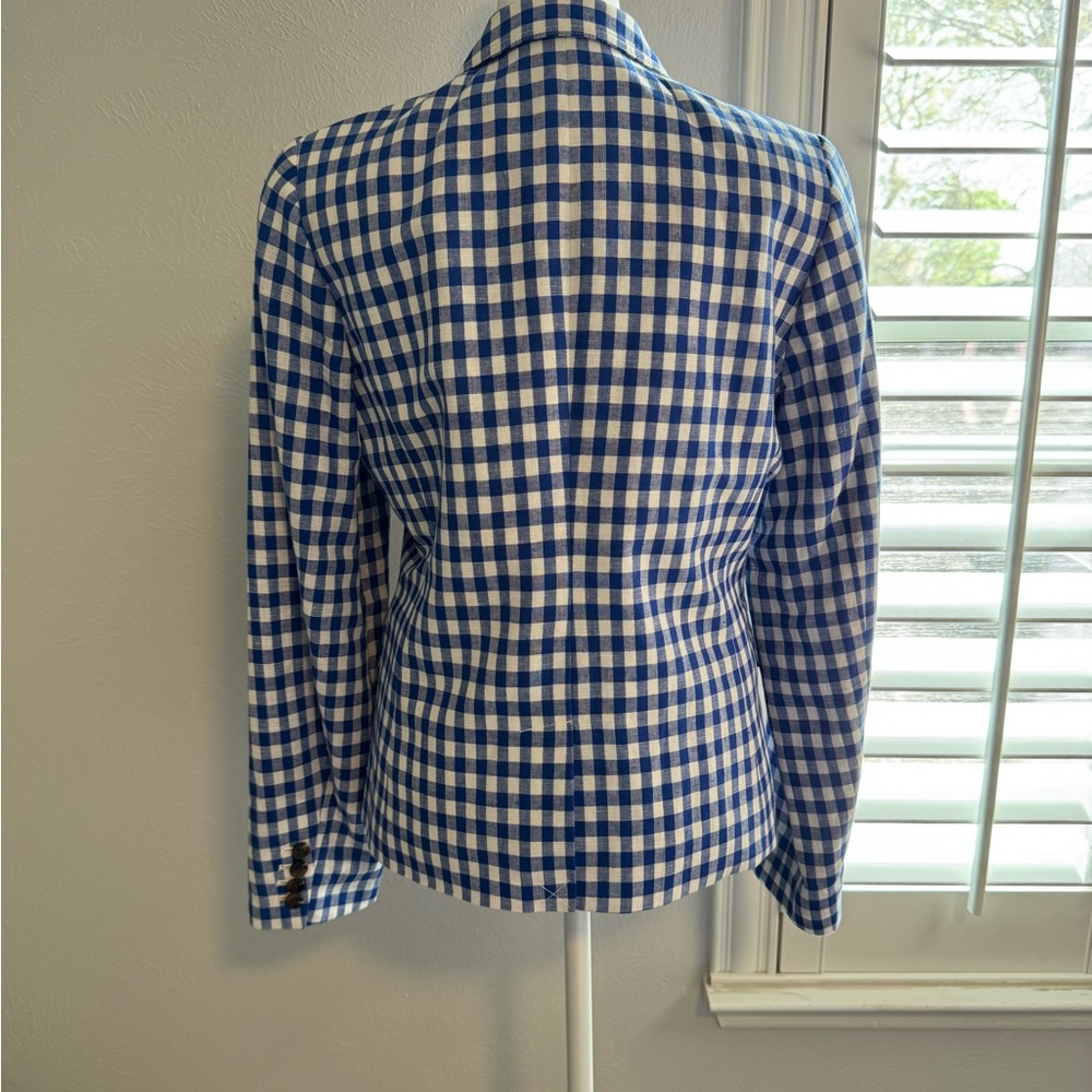 J. Crew Blue and White Gingham Blazer - Picture 3 of 11